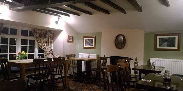 Our dining room has a bay window with a pretty view of the River Wye